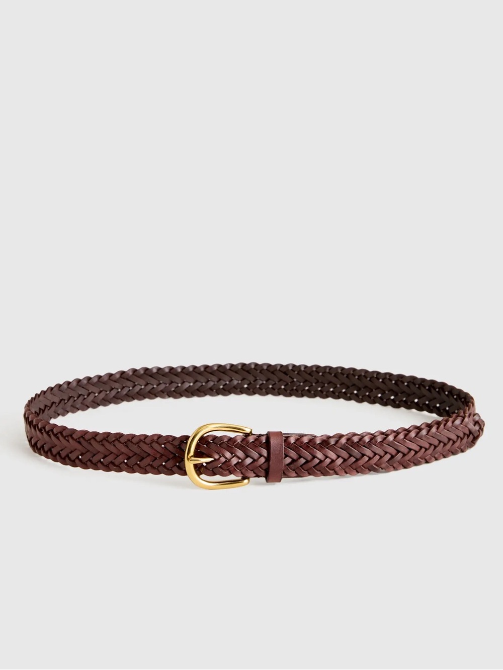 NWT Quince Josie European Leather Braided Belt Size Small Espresso Brown